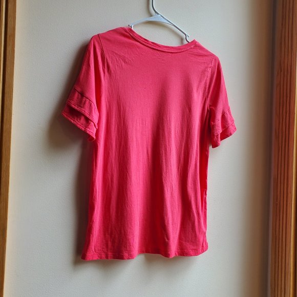 MICHAEL Michael Kors Hot Pink Ruffled Short Sleeve T-Shirt Size Small - Picture 11 of 16